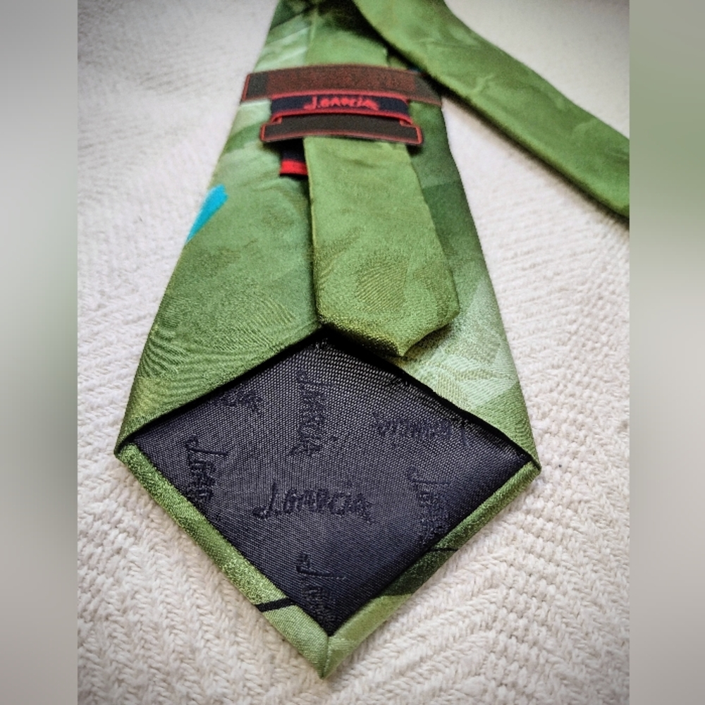 NWT Necktie by J. Garcia 'Duckworm Alarm' Green & Blue Perfect Condition! - Picture 6 of 7